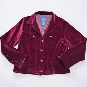 Faconnable Red Velvet Crop Jacket Size L